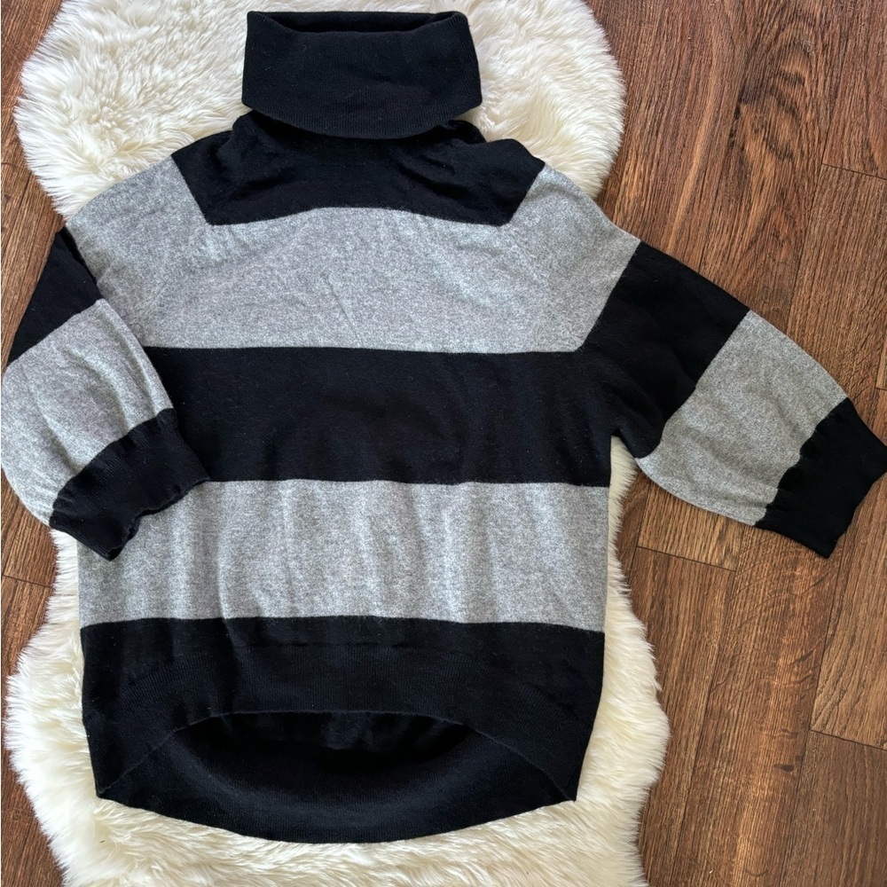 Women's Black and Gray Striped Sweater - Picture 2 of 10